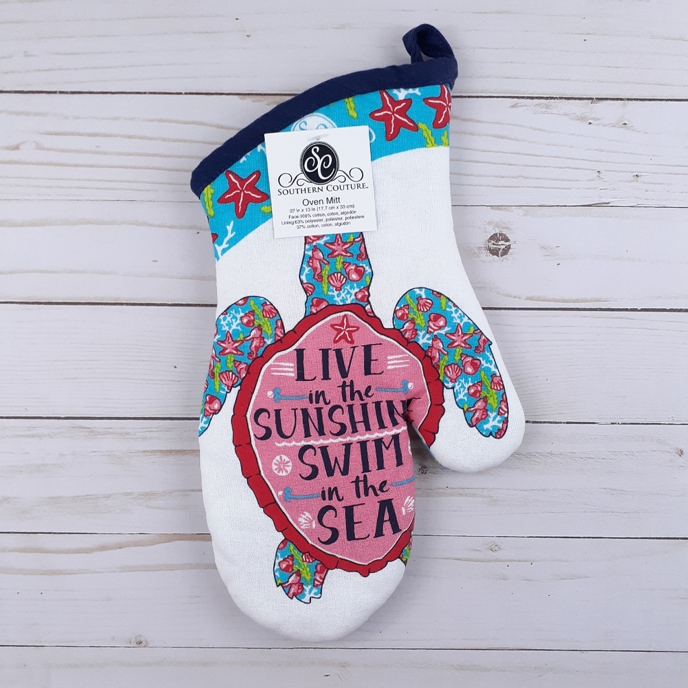 Kitchen Oven Mitt Nautical Turtle Swim In The Sea